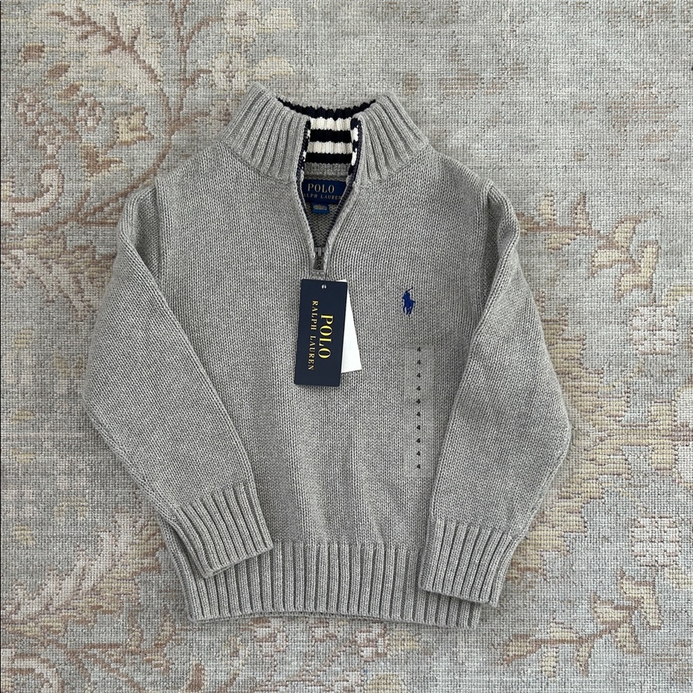Polo by Ralph Lauren Kid’s Quarter Sweater in Gray